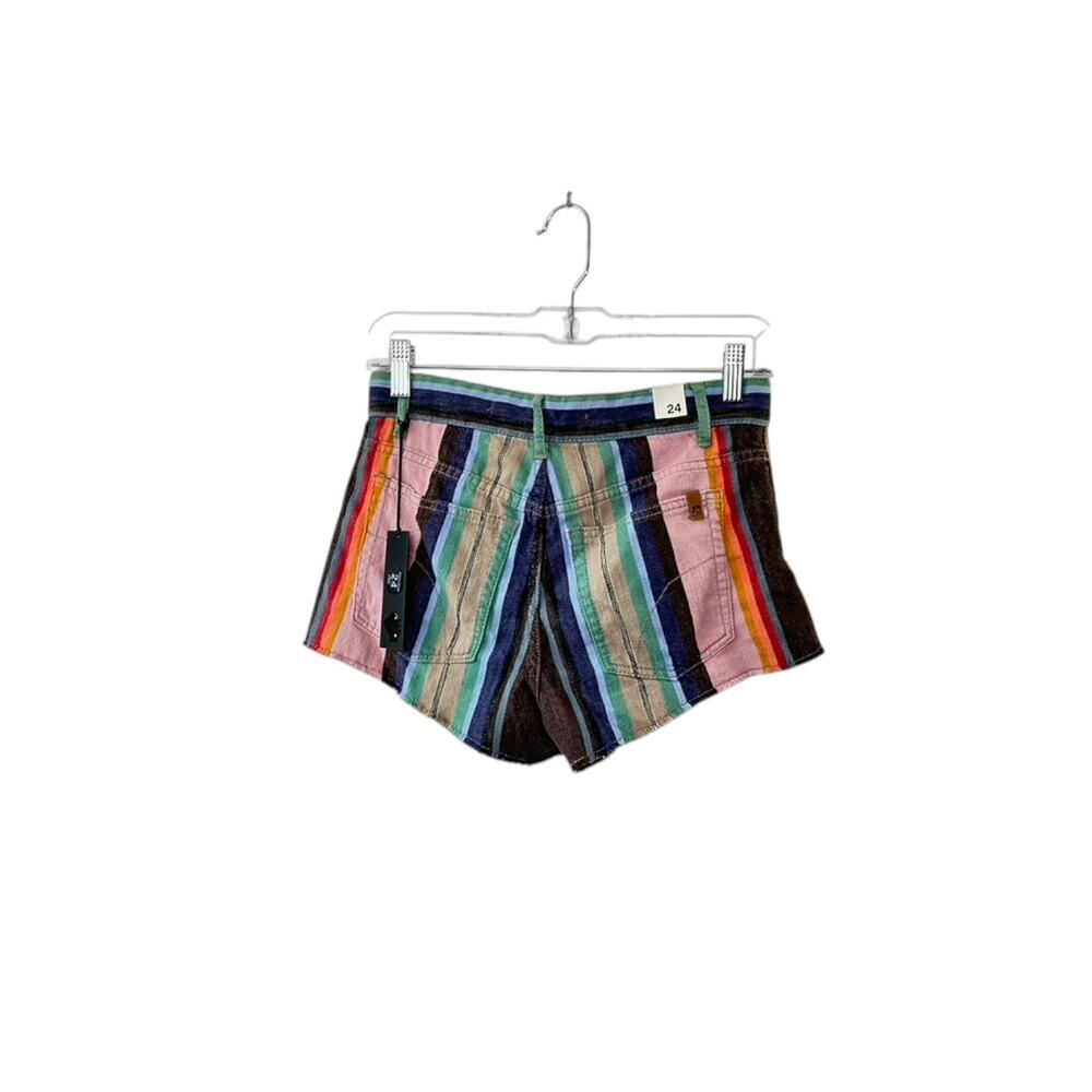 Joe's Jeans Denim Jean Cutoff Multi-Color Striped Waist Low Rise Shorts 24 New - Picture 6 of 7